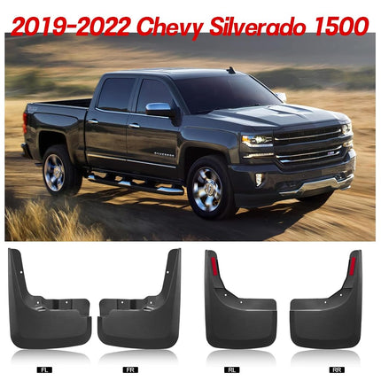 BDFHYK Mud Flaps Splash Guards 4PCS Front & Rear Side Mud Guards Compatible for 2019-2022 Chevy Silverado 1500