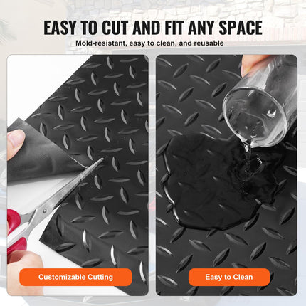 VEVOR Garage Floor Mat, 204.72 x 43.31 inch PVC Garage Flooring Roll, Non-Slip Diamond Texture, 123.14 sq.ft Covering Space, Garage Mats for Under Cars, for Gyms Boats Car Trailer, Black