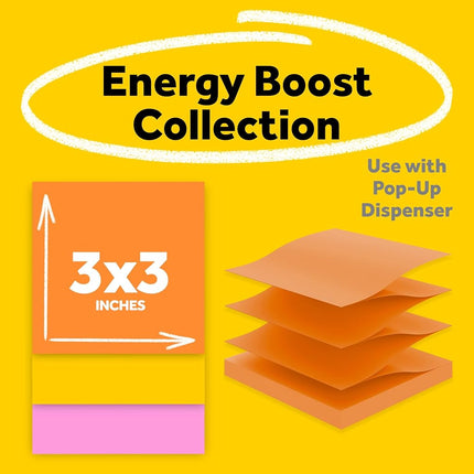 Post-it Pop-up Notes Super Sticky R3306SSUC Pop-up 3 x 3 Note Refill, Rio de Janeiro, 90 Notes per Pad (Pack of 6 Pads)