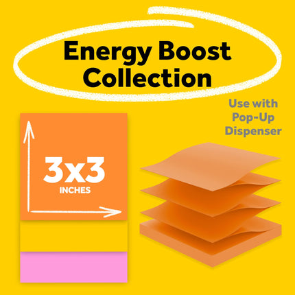 Post-it Pop-up Notes Super Sticky R3306SSUC Pop-up 3 x 3 Note Refill, Rio de Janeiro, 90 Notes per Pad (Pack of 6 Pads)