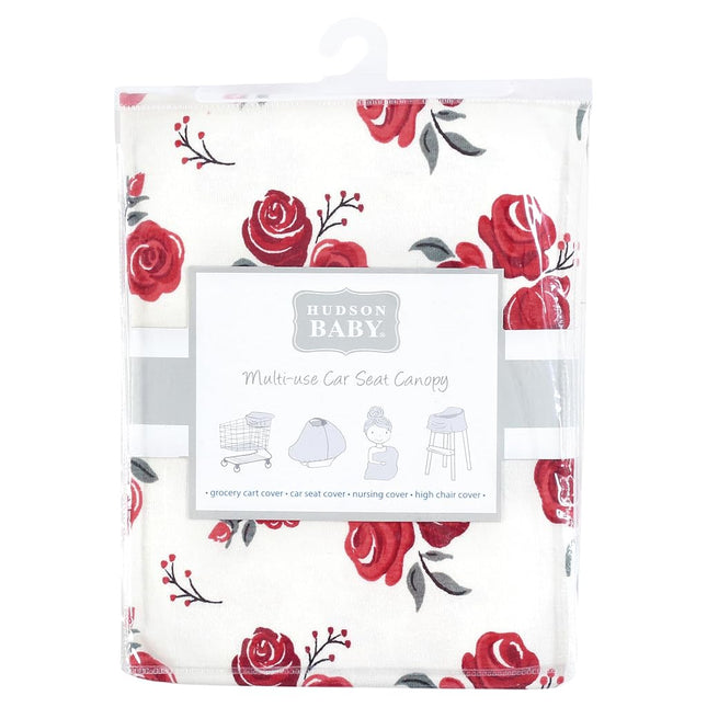 Hudson Baby Unisex Baby Multi-use Car Seat Canopy, Red Rose, One Size