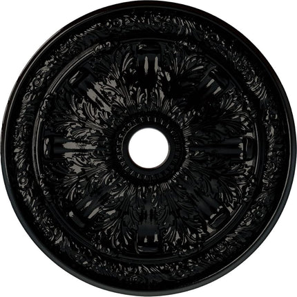 Ekena Millwork CM30FLBPS Flagstone Ceiling Medallion, 30"OD x 3 7/8"ID x 3 1/4"P (Fits Canopies up to 3 7/8"), Hand-Painted Black Pearl