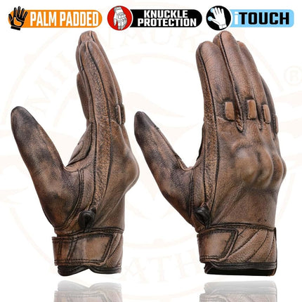 Milwaukee Leather Men's Leather Gloves (Distressed Brown, M)