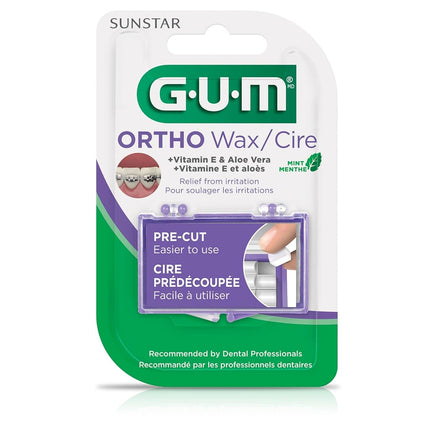 Cera de ortodoncia GUM - 10070942007242, menta con vitamina E y aloe vera (paquete de 6)