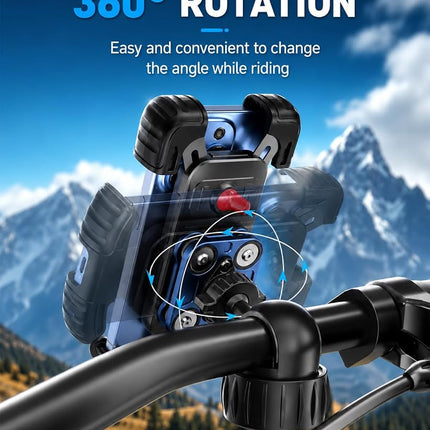 Hiboy Bike Phone Holder, 360° Rotation Adjustable Motorcycle Phone Mount,Bicycle Scooter Handlebar Phone Clip for 5.1" - 6.8" Smartphones