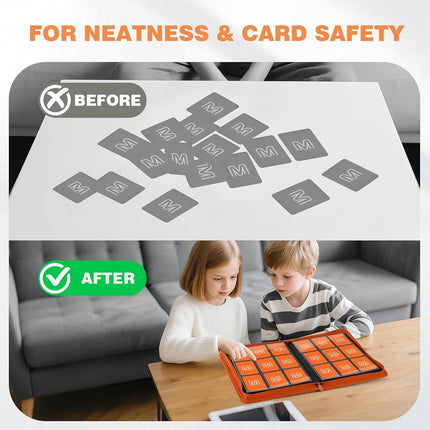 Trading Card Binder with 9 Side Loading Pocket Card Album Hold Up to 540 Cards PU Card Collection Binder, Collectible Albums Card Folder for MTG, TCG, Sports Cards（9-Orange）