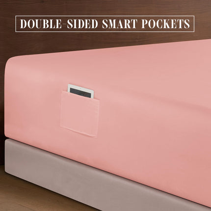 Elegant Comfort Luxurious 1500 Premium Hotel Quality Microfiber 4-Piece Sheet Set, 18-24 Inches Deep - Extra Deep Pocket Sheets - Ultra Soft 4PC Deep Pocket Sheets, King, Dusty Rose