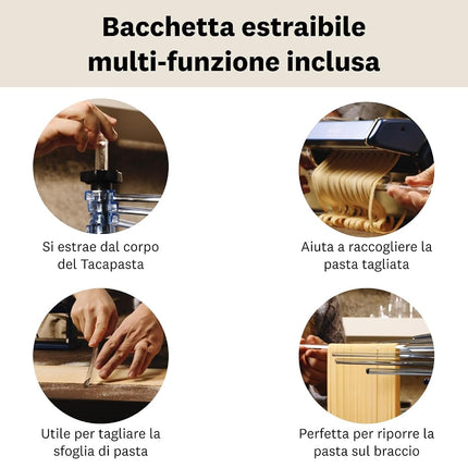 Marcato Tacapasta Pasta Drying Rack - Dry Up to 2Kg of Fresh Pasta | 16 Sturdy Rods | Space-Saving Rack | Quick-Closing Mechanism | Durable | Practical and Attractive Addition to Your Cooking Routine