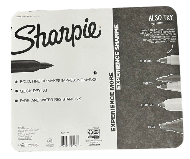 Rotuladores permanentes SHARPIE | Punta fina | Paquete de 32 (negro)