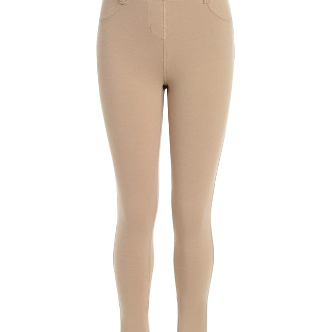 IZOD Girls' School Uniform Sensory-Friendly Jegging, Khaki, 5