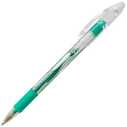 Bolígrafo de gel metálico Pentel Sunburst, punta de 0,8 mm que escribe una línea de 0,4 mm, barril verde/transparente tinta verde, caja de 12 (K908-MD) de Pentel
