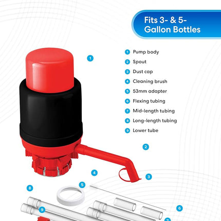 Brio PU100RBLK Universal Manual Drinking Water Pump (Red/Black)