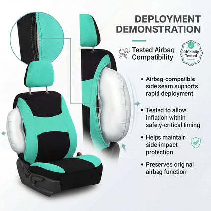 FH Group FB030MINT115 Universal Fit Full Set Mint Automotive Seat Covers fits most Cars, SUVs, and Trucks (Side Airbag Compatible with Split Bench)