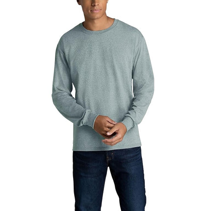 Fruit of The Loom Camisetas de manga larga de algodón Eversoft para hombre, transpirables y que absorben la humedad con control de olores, manga larga - Gris Jaspeado, 3XL