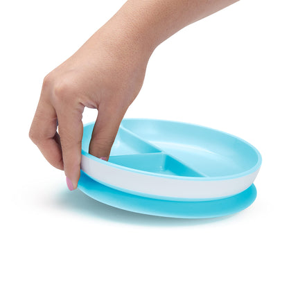 Platos de succión divididos Munchkin Stay Put, azul/verde