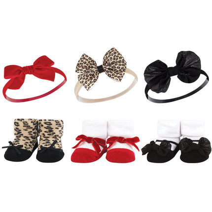 Hudson Baby Girl's Headband and Socks Giftset, Red