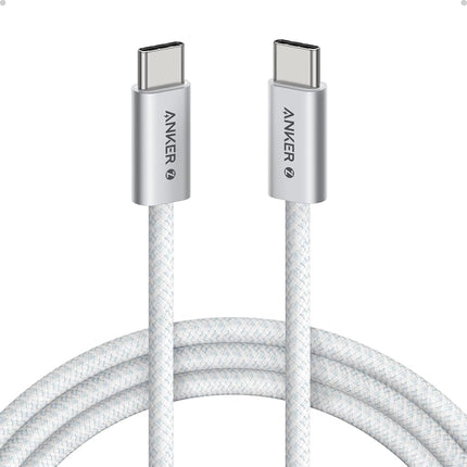 Anker Zolo USB C to USB C Cable, Braided and Dirt-Free Type-C Fast Charging Cable, Slim Connector, for iPhone 16 Series, MacBook (240W) (White, 6FT)