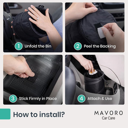 Mavoro Car Trash Can | Waterproof | Collapsible Pop-Up | 2 Gallon | 1-Pack
