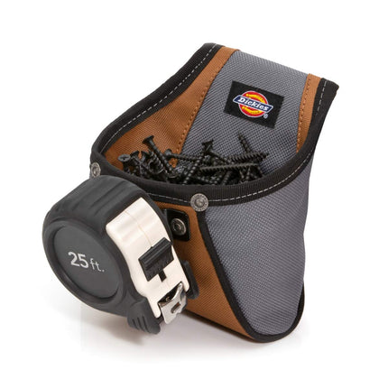 Bolsa de trabajo rígida para clavos/tornillos Dickies con clip para cinta métrica, clip de acero de ajuste universal para cinturón de herramientas, costuras remachadas construidas para durar