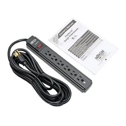 Tripp Lite 6 Outlet Surge Protector Power Strip, Extra Long Cord 15ft, Black, 20,000 INSURANCE (TLP615B)