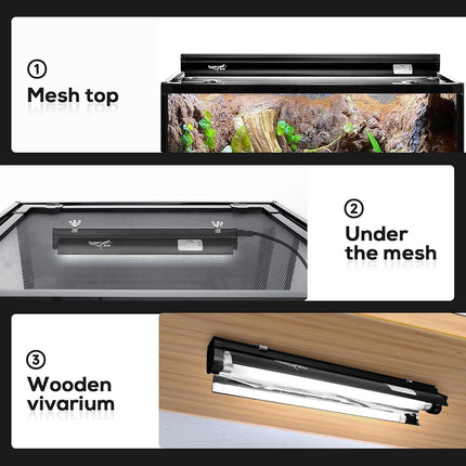T5 Reptile Fixture Combo Kit, 8W Fixture, Reptile Terrarium Hood, 10.0W UVB Light Bulb, Fluorescent Tube Ideal for Tropical and Desert Areas such as Lagart