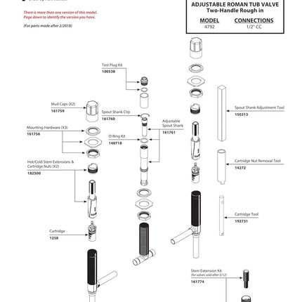 Moen 4792 Two Handle Roman Tub Valve Adjustable 1/2-Inch CC Connection