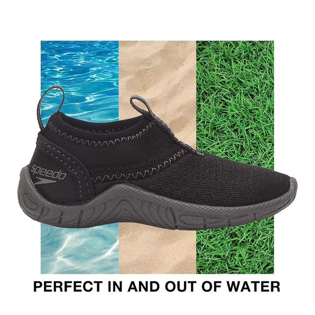 Speedo Baby Tidal Cruiser Watershoe, Black/Dark Gull Grey, 4/5 Regular US Toddler