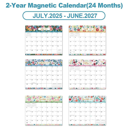 Urneeds Magnetic Calendar 2025-2027 - Magnetic Calendar for Fridge from Jul. 2025 - Jun. 2027, 8''x10'' Refrigerator Calendars 2025-2027 for Easy Organizing, Blue