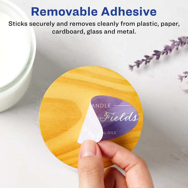 Avery Matte White Removable Oval Labels with Sure Feed Technology, Print-to-The-Edge, 1.5" x 3", 1,000 Removable Labels, Laser/Inkjet Printable Labels