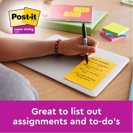 Post-it Super Sticky Meeting Notes, 4 Pads (180 Sheets), 203 mm x 152 mm