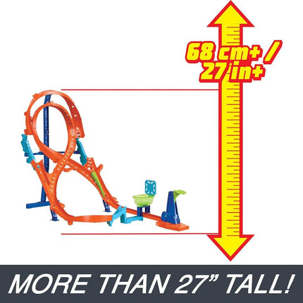 Hot Wheels Track Set with 1 Hot Wheels Car, Tall Figure-8 Track for Race & Stunting, Connects to Other Hot Wheels Tracks, Folds for Convenient Storage