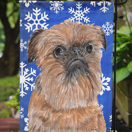 Caroline's Treasures SC9600GF Bandera de Invierno de Copo de Nieve Azul Brussels Griffon, Pequeña, Multicolor
