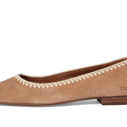 TOMS Women's Briella Ballet Flat, Brown Sugar Suede/Deco Stitch, 3 UK