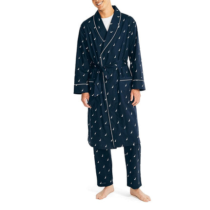 Nautica Men's Woven J-Class Robe, Peacoat, Large/X