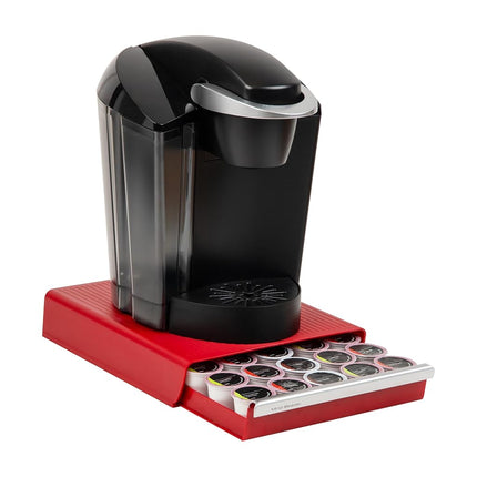 Cajón organizador de cápsulas de café individuales Mind Reader, capacidad para 30 cápsulas, organizador de encimera, 26.7L x 32.4W x 6.4H cm, rojo
