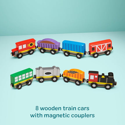 Melissa & Doug Wooden Train Cars (8-Piece Train Set)