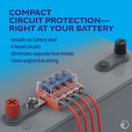 Blue Sea Systems 5023 ST Blade Battery Terminal Fuse Block 4 Circuit with Cover, Beige