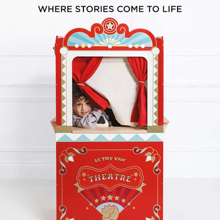 Le Toy Van - Wooden Educational Puppet Theatre | Kids Role Play Toy | Great As A Gift - Suitable for 3 Years +, Natural Wood