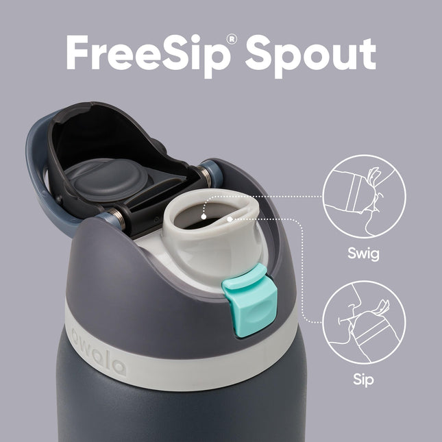 Bouteille d'eau isolée en acier inoxydable Owala FreeSip avec paille pour le sport et les voyages, sans BPA, 1,2 L, Foggy Tide