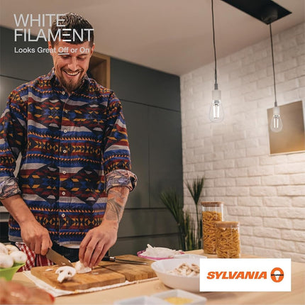 SYLVANIA S14 Clear LED White Filament Bulb, 2W, Dimmable, 150 LMS, Medium Base, 2700K, Soft White - 4 Pack (42269)