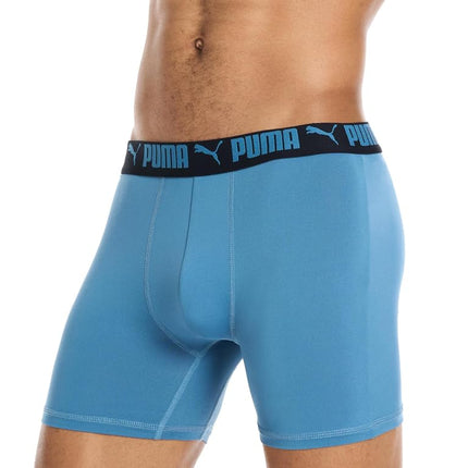 PUMA Men's 4 Pack Active Stretch Boxer Briefs, Blue Combo, L