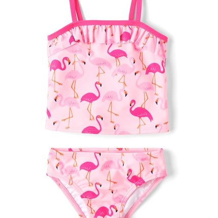 Maillot de bain tankini 2 pièces The Children's Place pour filles et tout-petits, flamant à volants, 6-9 mois