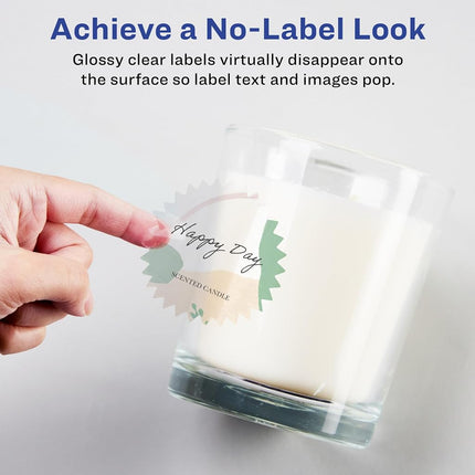 Avery Glossy Clear Starburst Labels with Sure Feed, 3", 150 Glossy Clear Labels, Print-to-The-Edge, Laser/Inkjet Printable Labels