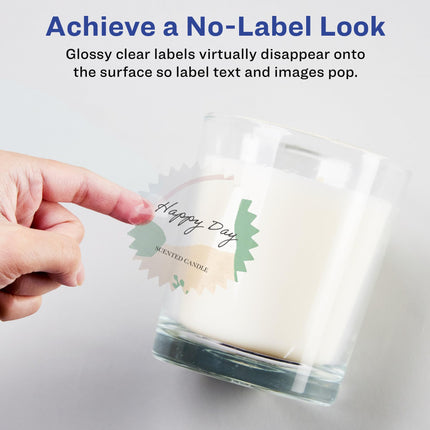 Avery Glossy Clear Starburst Labels with Sure Feed, 1.75", 1,000 Glossy Clear Labels, Print-to-The-Edge, Laser/Inkjet Printable Labels