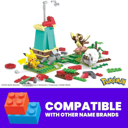 MEGA Pokémon Building Toys Set, Countryside Windmill with 240 Pieces, Motion and 3 Poseable Action Figures, for Kids