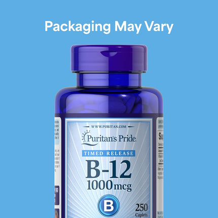 Puritans Pride Vitamin B-12 1000 Mcg Timed Release Caplets, 250 Count