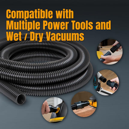 POWERTEC 70175 10 Ft. Dust Collection Hose Kit with 5 Fittings for Woodworking Power Tools Home and Wet/Dry Shop Vacuums