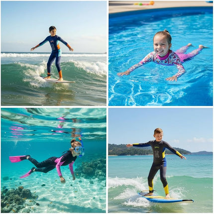 Gogokids Wetsuit Kids, Children 2.5mm Neoprene Thermal Swimsuit with UV 50+ Protection, Full Length One Piece for Ages 2-10 Boys & Girls Swimming, Surfing, Diving, Snorkeling