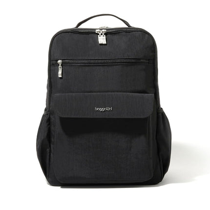 Baggallini Mochila de diario para mujer - Mochila de viaje ligera de nailon resistente al agua de 11 x 15.5 pulgadas con funda acolchada para portátil y RFID, color negro, talla única, mochila de diario para portátil - 11 x 15.5 pulgadas, ligera