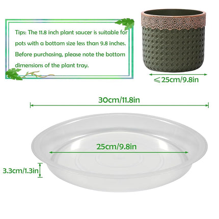 TNTIWQ 6 Pack 12 Inch Round Plant Saucers for Less 10 Inch Pot Indoors Outdoors Plant Trays for Pots Planter Saucer Plastic Drip Tray Planter Water Tray(Clear, 11.8"(6pcs))